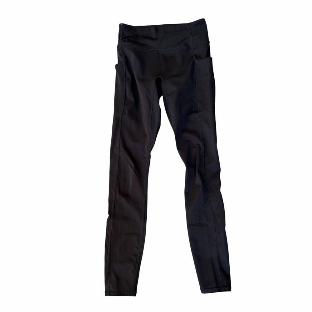Fabletics Motion365 High Waisted Leggings Size S Black Side Pockets Full Length